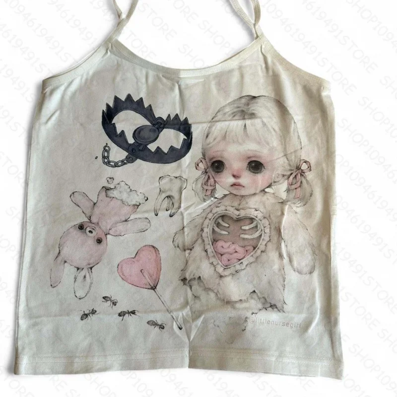 Punk Fashion Women Vest Y2k Tank Top Hiphop Harajuku Letter Print Retro Slim Crop Top Rock Goth Streetwear Sleeveless Top E-girl