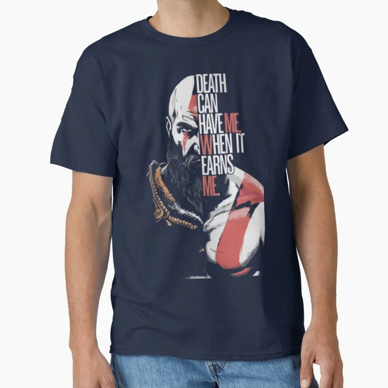 God of war Kratos  Quote Gaming Art 80s video game series The warrior of gods Norse mythology Sparta T-shirt large size Tops