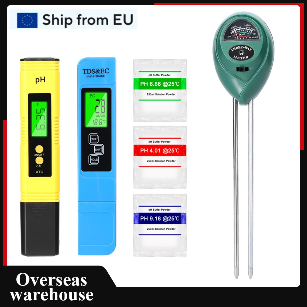 Professional PH Tester TDS/EC Test Pen Soil Moisture/PH/Sunlight Intensity Testers Garden Planting Soil Detector