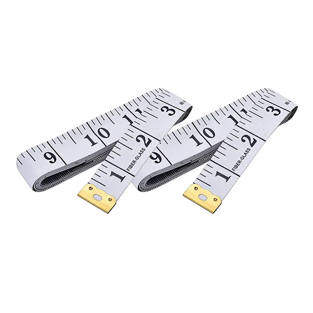 

2pcs White 150x12cm Sewing Tailor Measuring Tape Ruler for Body Resistant Vinyl Fiberglass Anti Stretch Lightweight