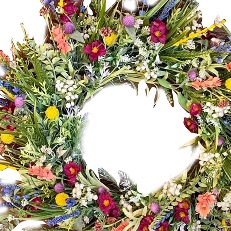 Spring Artificial Daisy Lavender Wreath Wildflower Summer Silk Wreaths For Home Holiday Decor