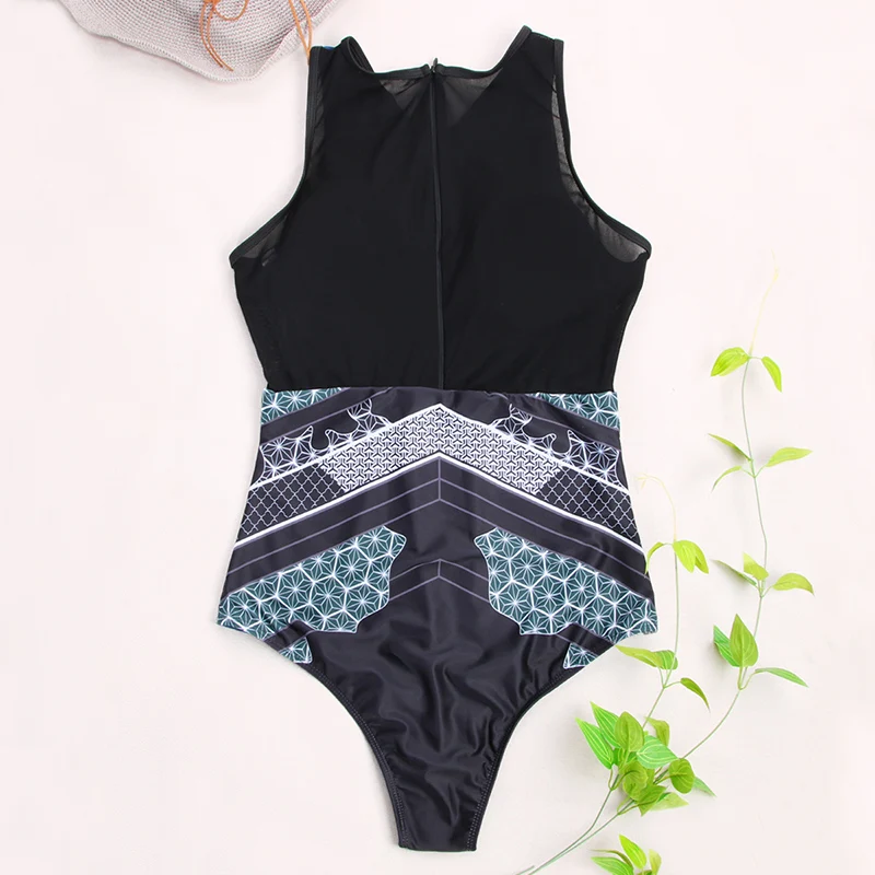 Miyouj High Waist Swimsuit Sexy Swimwear Women Backless One Piece Suits Print Beachwear Brazilian Bathing Suits