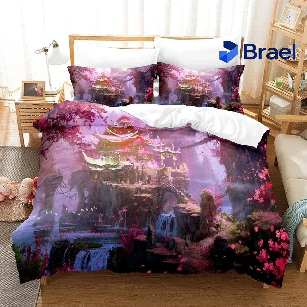 Exquisite 3D Printed Fantasy Witch Dragon Alien World Bedding Set Down Quilt Cover With Pillowcase Double Complete Queen King Be