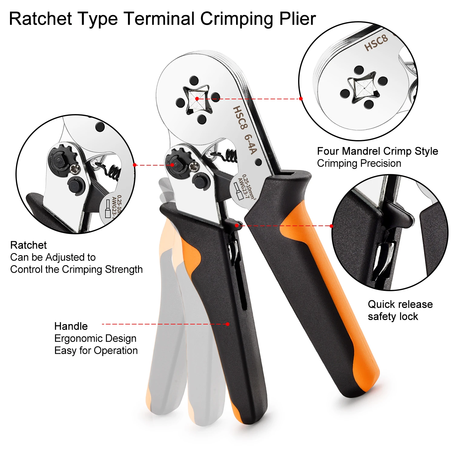 Tubular Press Clamp Crimping Pliers Electrical Terminals For Wires Sleeves Connector Set Tube Crimping Crimper Ferrules Ratchet