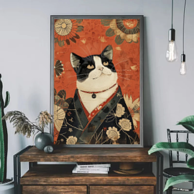 Culture of Japan Artwork Elegant Crane Goldfish Asian Bird Geisha Illustration Poster Canvas Painting Wall Pictures Home Decor