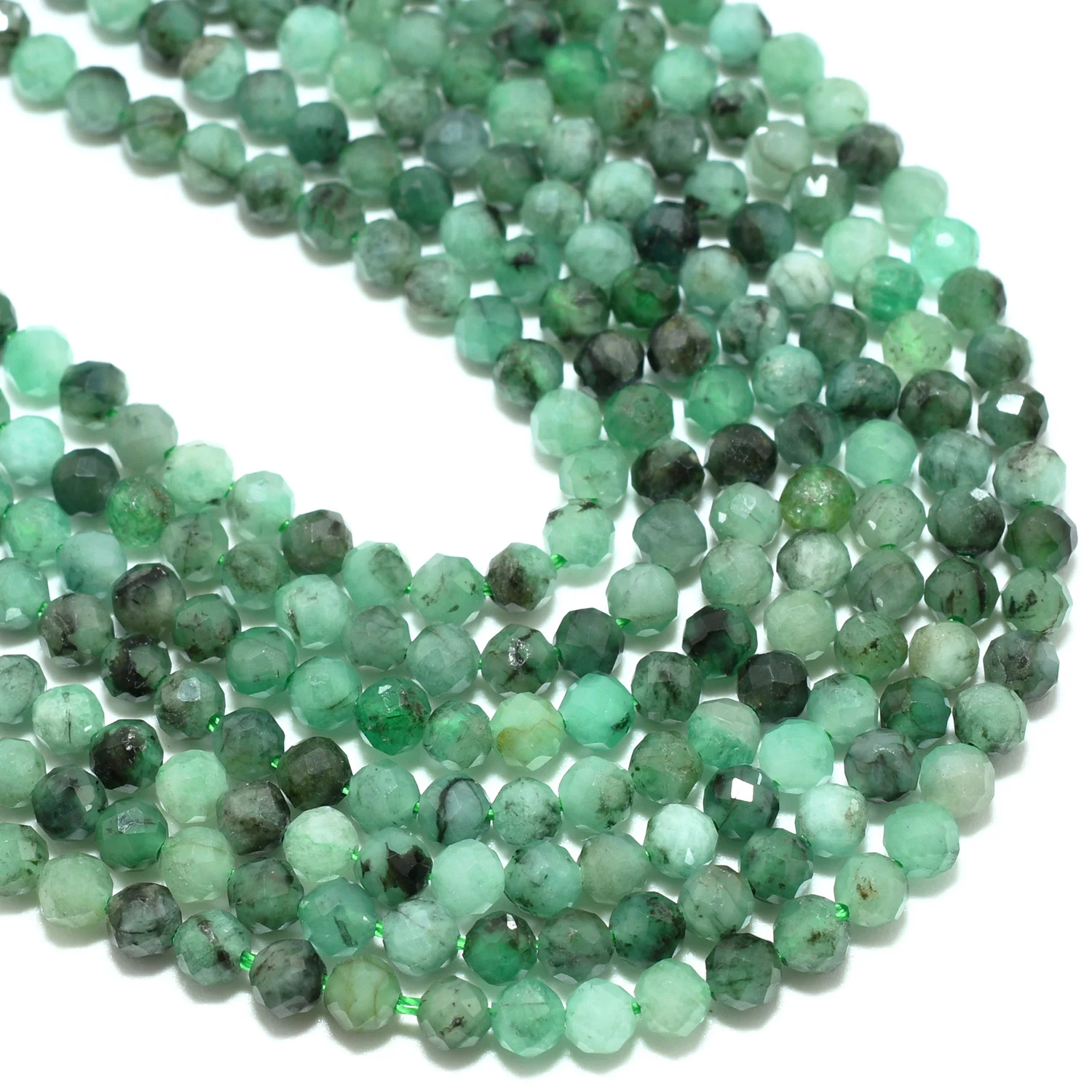 Natural Darker Material Emerald Faceted Round Beads 3.3mm