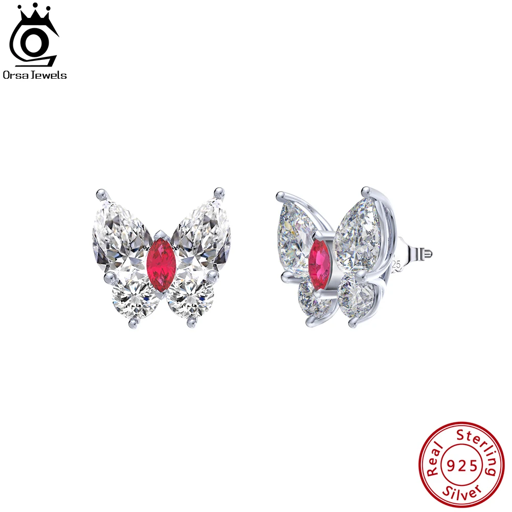 

ORSA JEWELS 925 Sterling Silver Butterfly Earrings with Brilliant 8A Premium Cubic Zirconia for Women Fine Jewelry LZE10