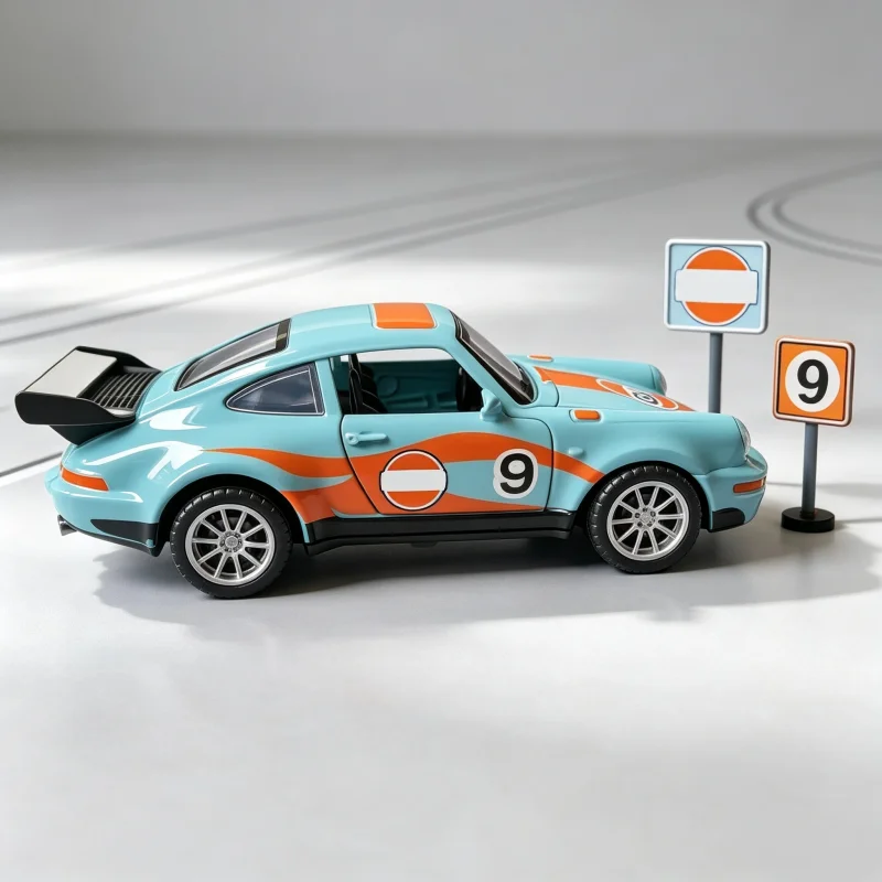 Retro-Sportwagen-Modell im Maßstab 1:36, aus Metall, mit aufrollbarer Motorisierung, mit öffnenden Türen, Rennwagen-Lackierung, Spielzeugauto, Dekoration für den Schreibtisch, Sammlerstück – Detail 7