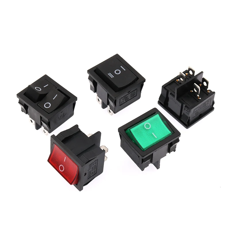 KCD5 21x24mm 21*24mm Rocker Switches Kit 4 Pin 6Pin 2 Position 3 Position 15A/250VAC ON-OFF ON-OFF-ON