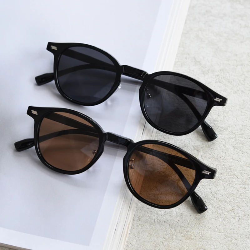 Kachawoo Damen-Sonnenbrille, rund, polarisiert, blau, grau, schwarz, Retro-Sonnenbrille, Herren-Accessoires, leichter TR90-Rahmen, Geburtstagsgeschenk – Detail 2