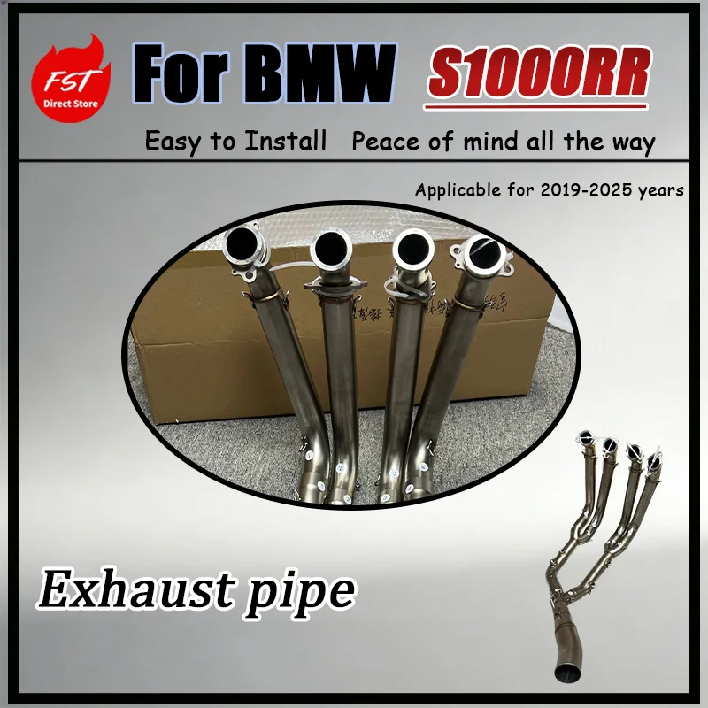For BMW S1000RR 19-25 FST Stainless Steel Front Mid-Pipe Exhaust System Straight-Through Design Factory Replacement Performance