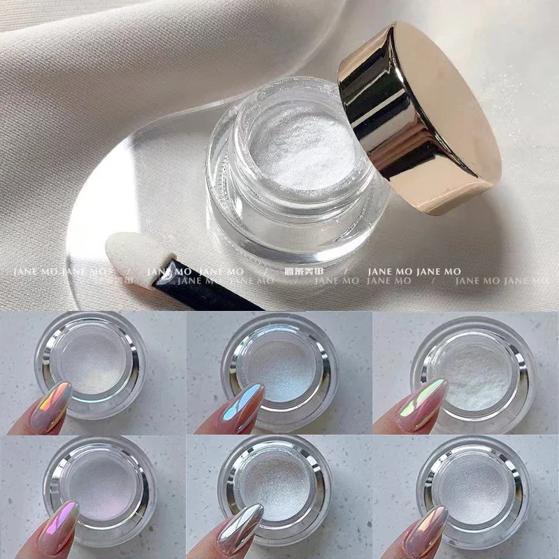 7 colori Moonlight Nails Powder Aurora Aurora Pearl White Chrome scrubbing Powder Effect Laser Moon-light Powder