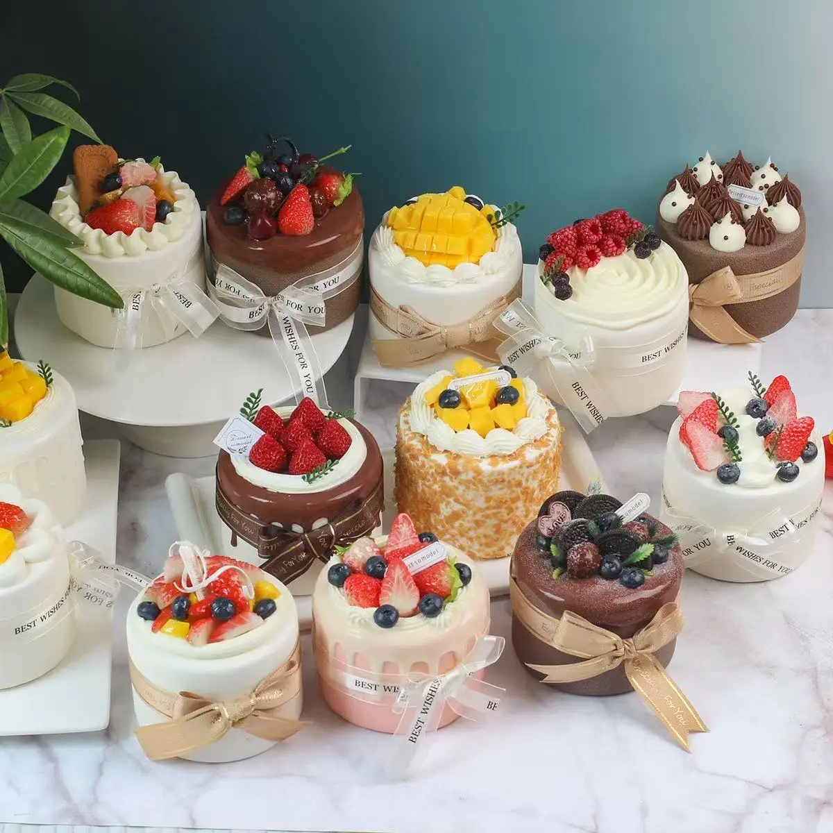 1PCS Simulated Mine Cake Colorful Fruit Cream Cake Model Decor Photography Props Birthday Gifts Ins Desserts