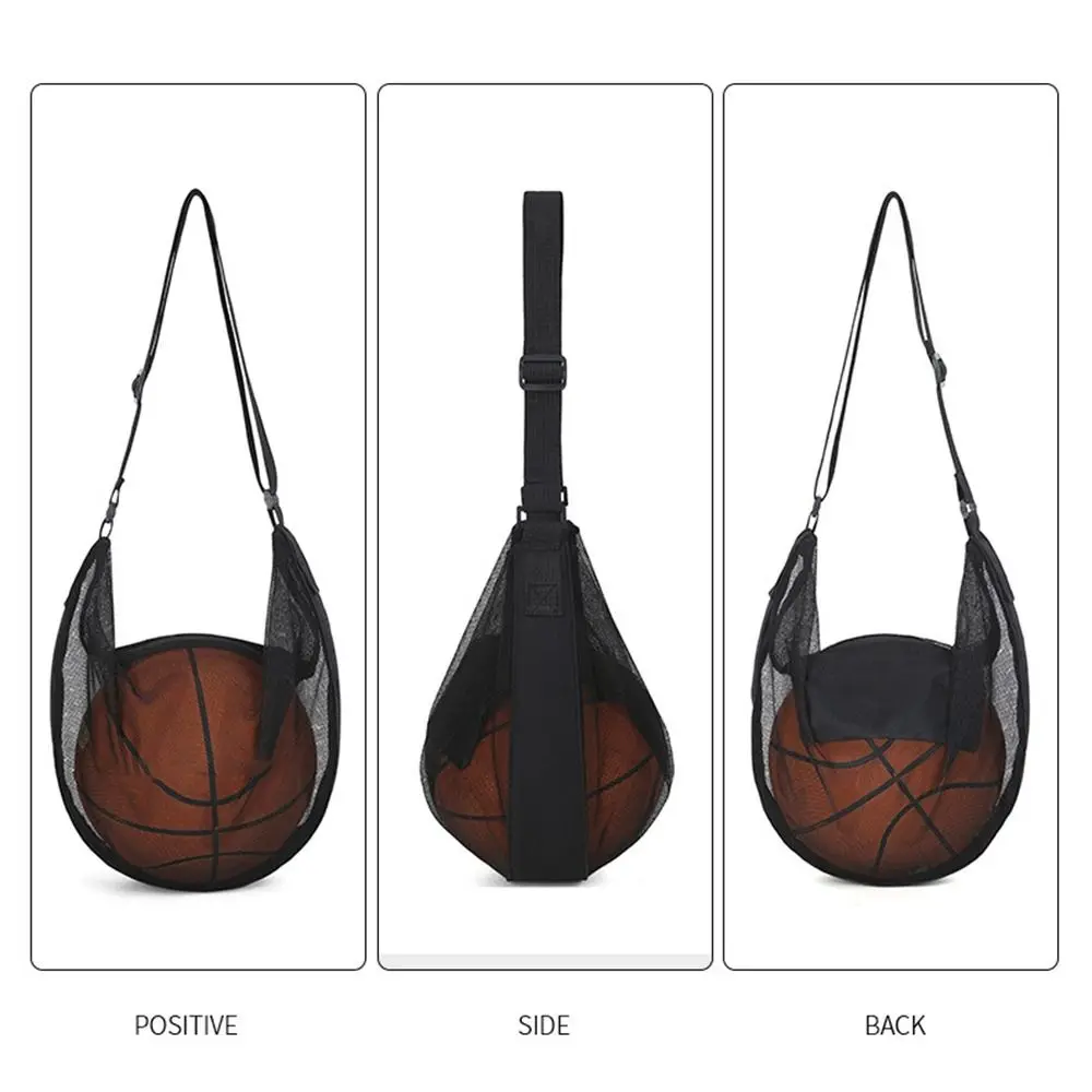Zaino portaoggetti da calcio regolabile Borsa a tracolla da basket portatile in rete diagonale Borse per palline portaoggetti leggere con cerniera in metallo