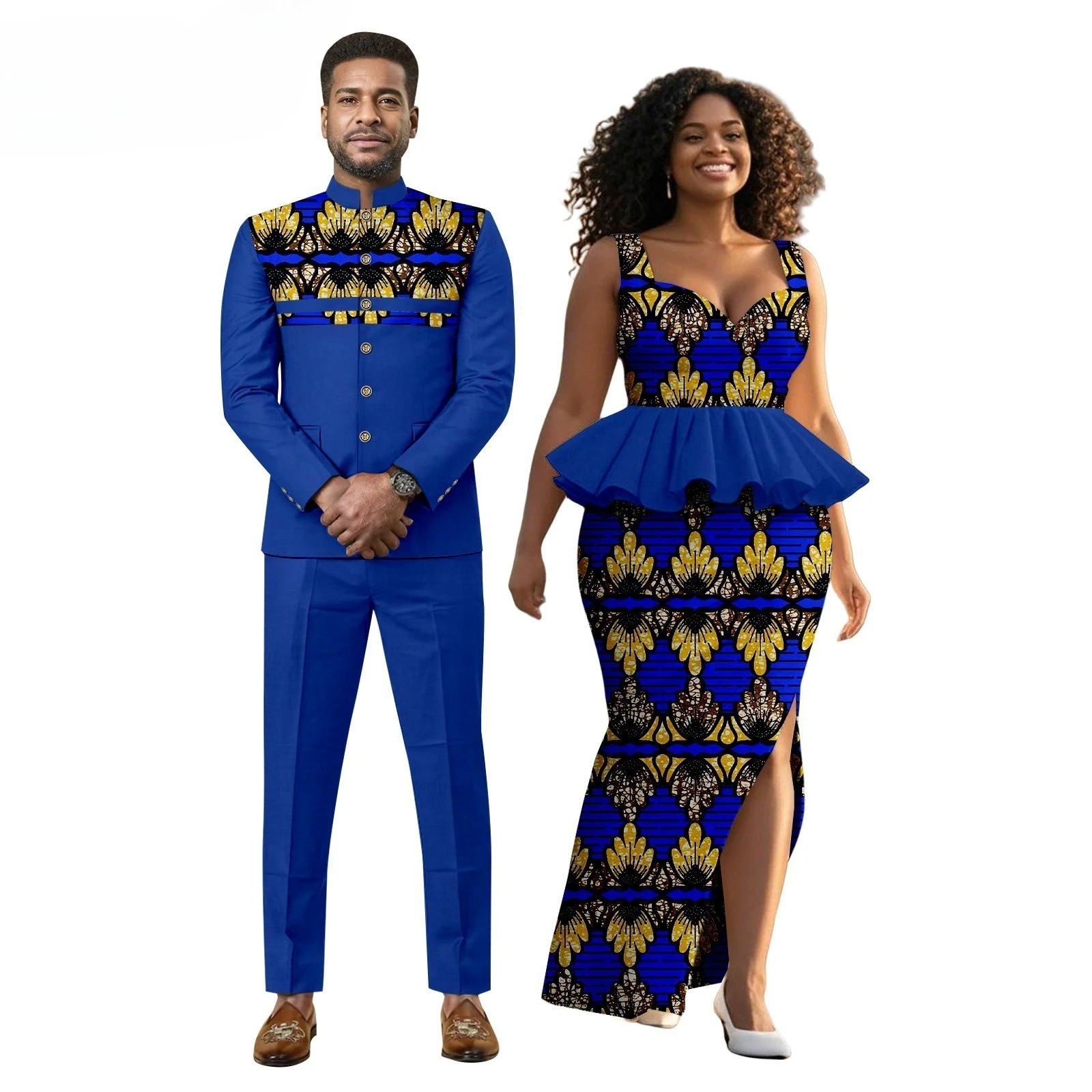 New African Print Men's Suit, Wax-dyed Couple Set, Women's Dress + Men's Suit  Women Clothing view 2