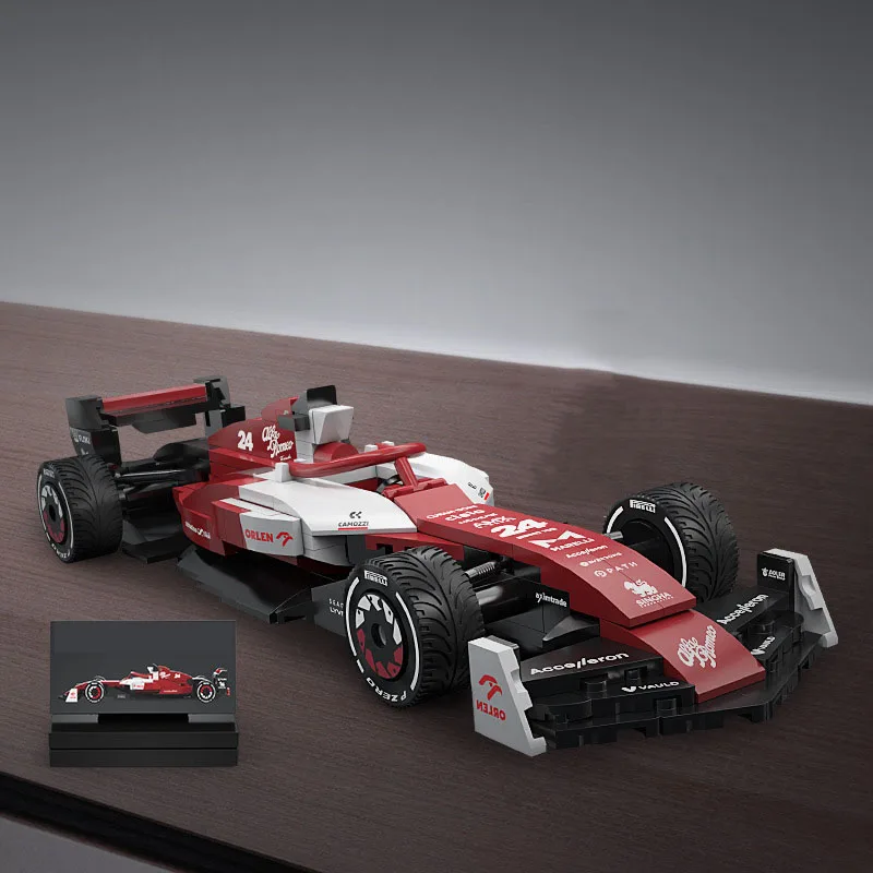 テクニック-F1レーシングカービルディングブロック,スケール1:24,アルファロメオc42,フォーミュラ1,車両レンガ,レーサーフィギュア,ギフト玩具,2022