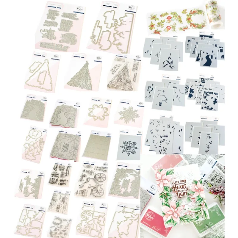 Holiday Foliage Tree Bicycle Flowers Street Snowflake Grid Metal Cutting Dies Stamp Stencil Hot Foil Diy Greeting Card 2024 New