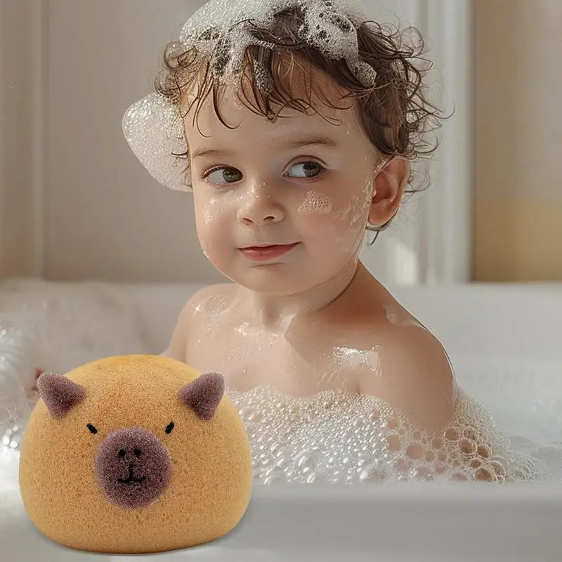 Capybara Bath Sponge Ball Cute Cartoon Animal Baby Shower Brushes Body Cleaning Brush Bubble Sponges Bathroom Accessories