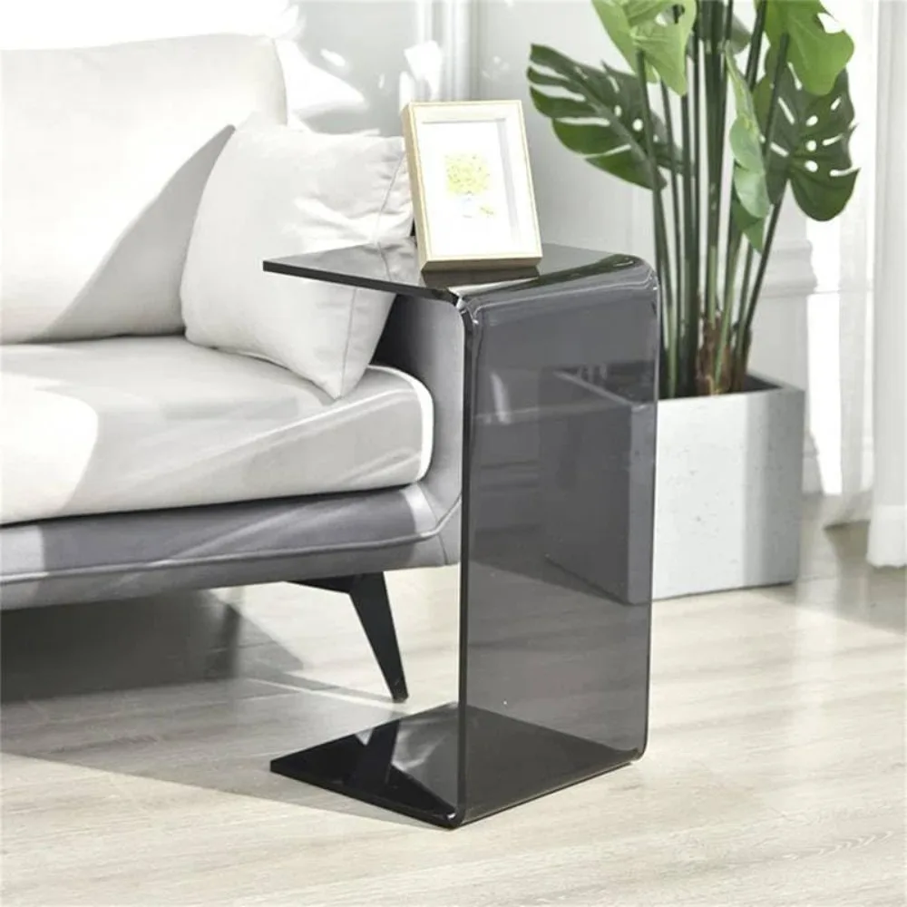 

Coffee Table, U-Shaped Clear Acrylic End Table, Transparent Acrylic Side Table for Coffee, Drink, Food, Snack Used in Living Roo