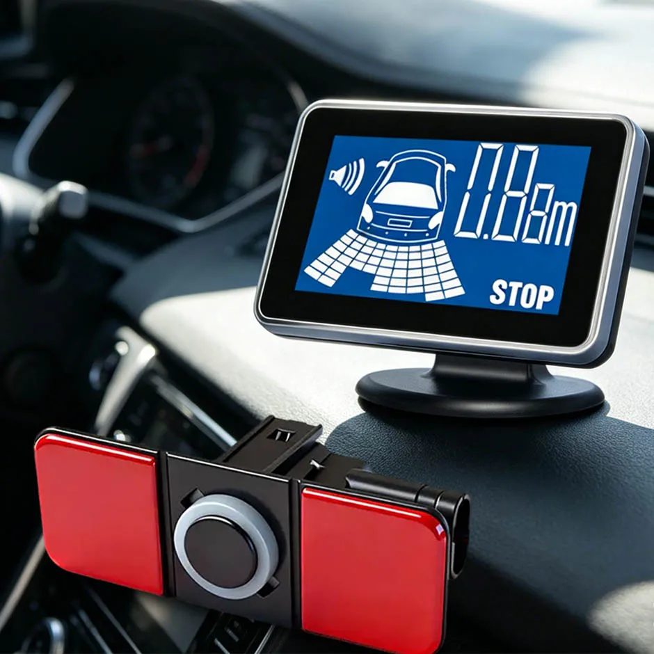 

Parktronic 4 Parking Sensors Kit Reversing Backup Radar Recoil Auto Detector Bow Style Assistance Buzzer Automobile.