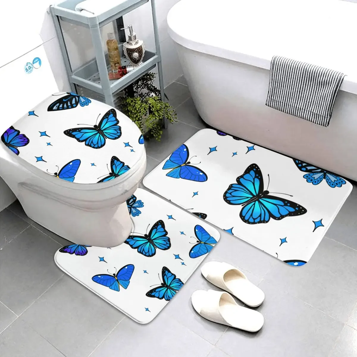 DIY customized flannel anti slip carpet three piece set with water absorption anti slip easy to maintain home decoration