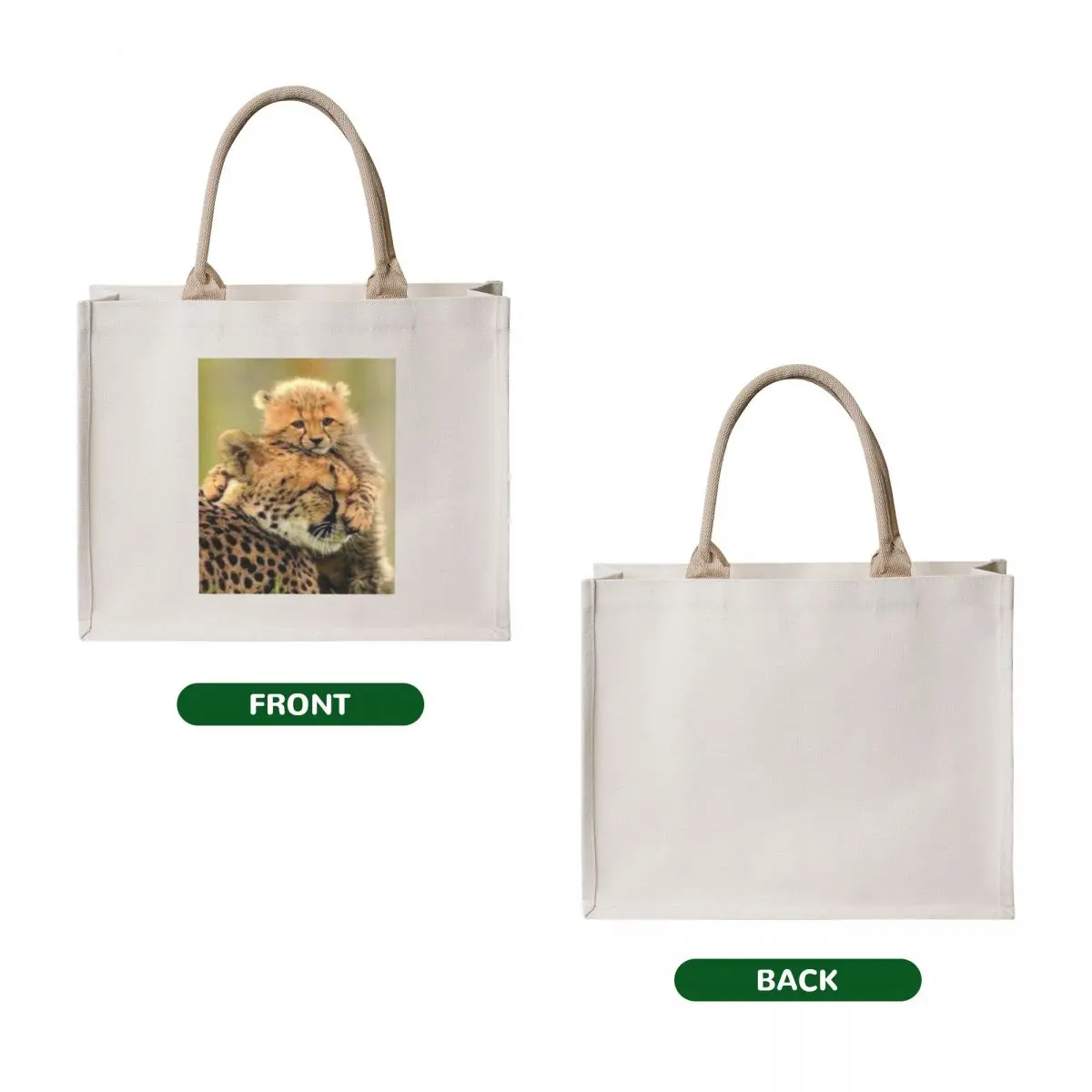Sweet Cheetah cub hugging Momma Tote Bag shopping bags foldable Canvas bag for women shopper bag woman