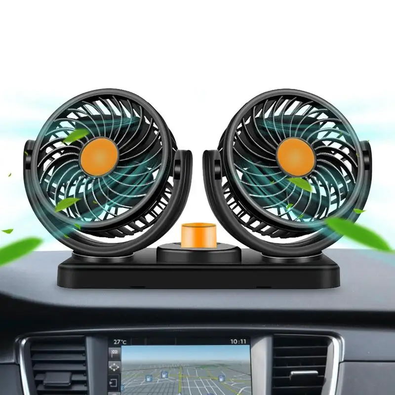 Ventilador de asiento de coche, ventilador de refrigeración silencioso de doble cabezal para respaldo de asiento, aire acondicionado pequeño portátil para automóvil, dispositivo de ventilación para automóvil