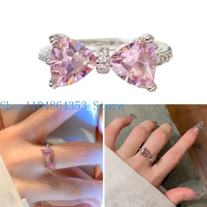 652F خواتم بونوت مع حجر كريستال خواتم بونوت جمالية للفتيات Y2K #6