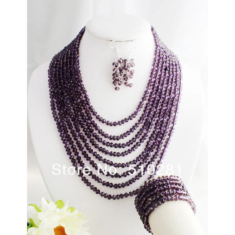 

Attractive Fashion Latest Crystal Necklace Jewelry Set 19-26"