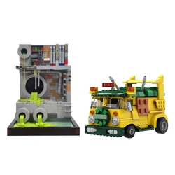 Moc Turtle Sewer and Van Party Wagon Building Blocks Movies Ninjia-ded Animation Model Toys Bricks Sets of Gift for Kids Adult