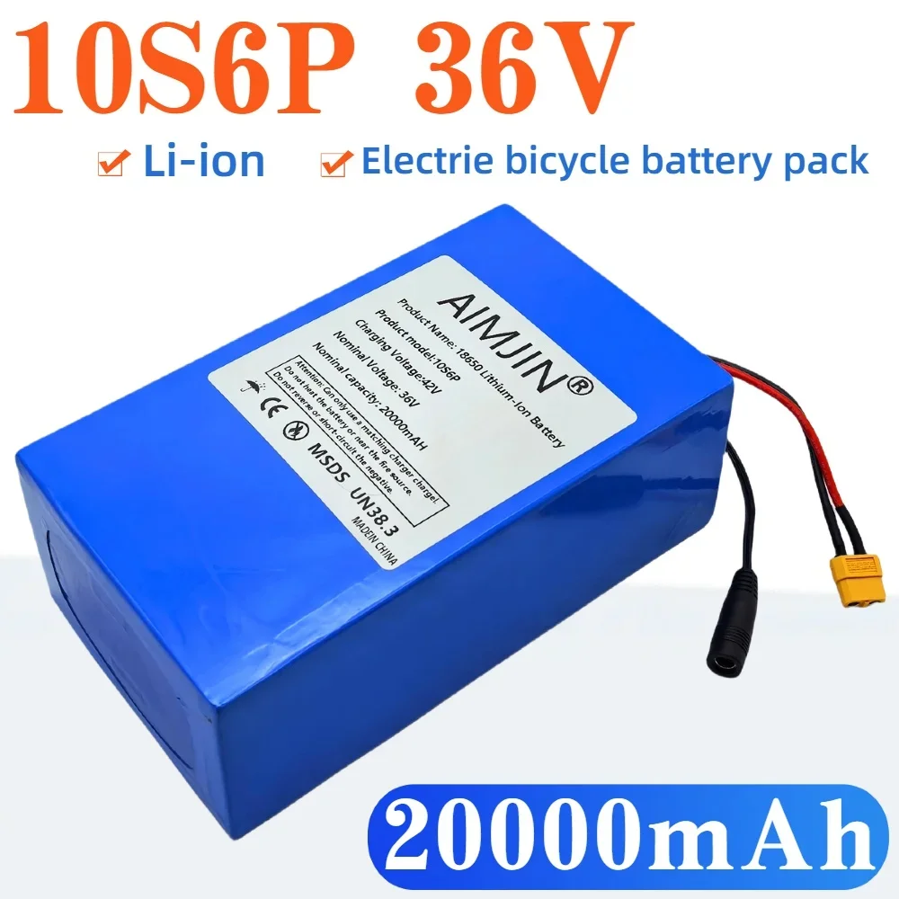 10S6P 36V 20000mAh Rechargeable Lithium-ion Battery Pack 1000W Built in BMS Suitable for Electric Scooter Battery