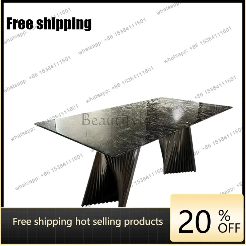 YJ natural marble dining table household platinum diamond light luxury high-end dining table minimalist high-end modern
