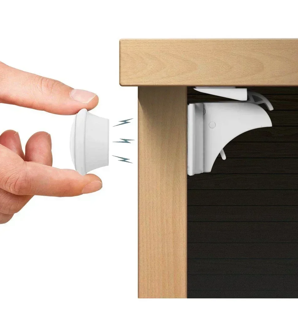 Magnetisches Kindersicherung, Begrenzer, Kinderschutz, Baby-Sicherheitsschloss, unsichtbares Schloss, Kindersicherheit, Schubladenriegel, Schranktür – Detail 5