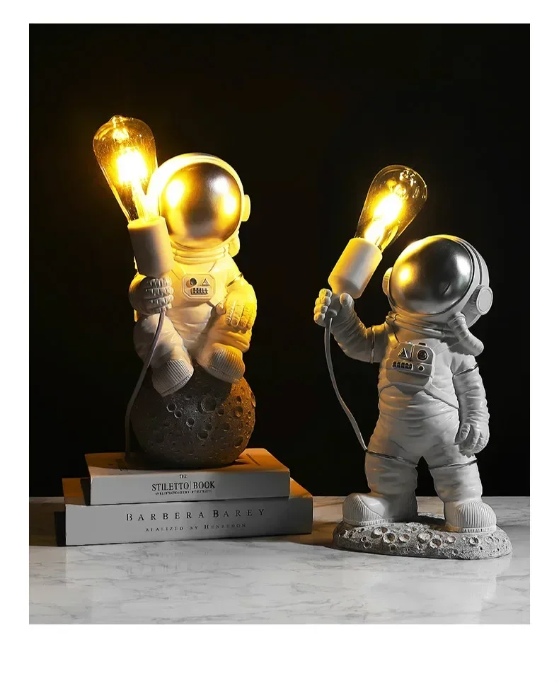 Art Deco Resin Lamp Modern Astronaut Table Lamp Table Bedroom Lamp Creative Living Room Loft Decoration Space Man Desk Light LED