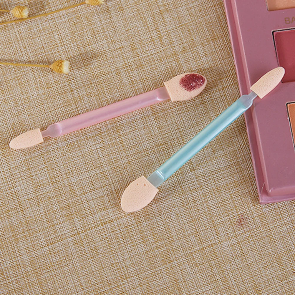 24 Uds. Pinceles de esponja desechables para sombra de ojos, aplicadores de maquillaje de doble punta, herramientas ligeras para sombra de ojos, brillo de labios