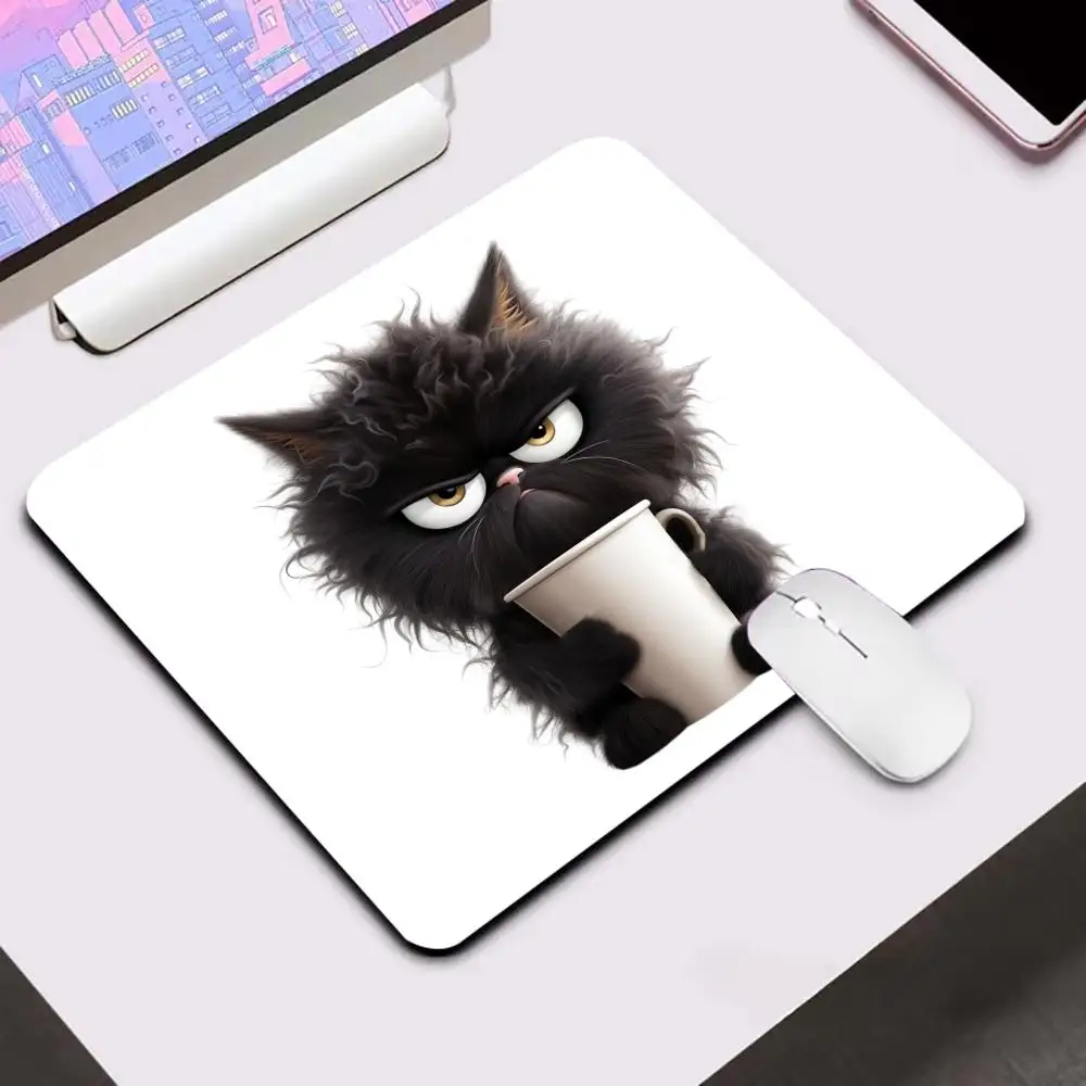 

A black cat Mouse Pad 40x45 large square computer office gaming desk mat rubber anti-slip mouse pad small decorative desk mat