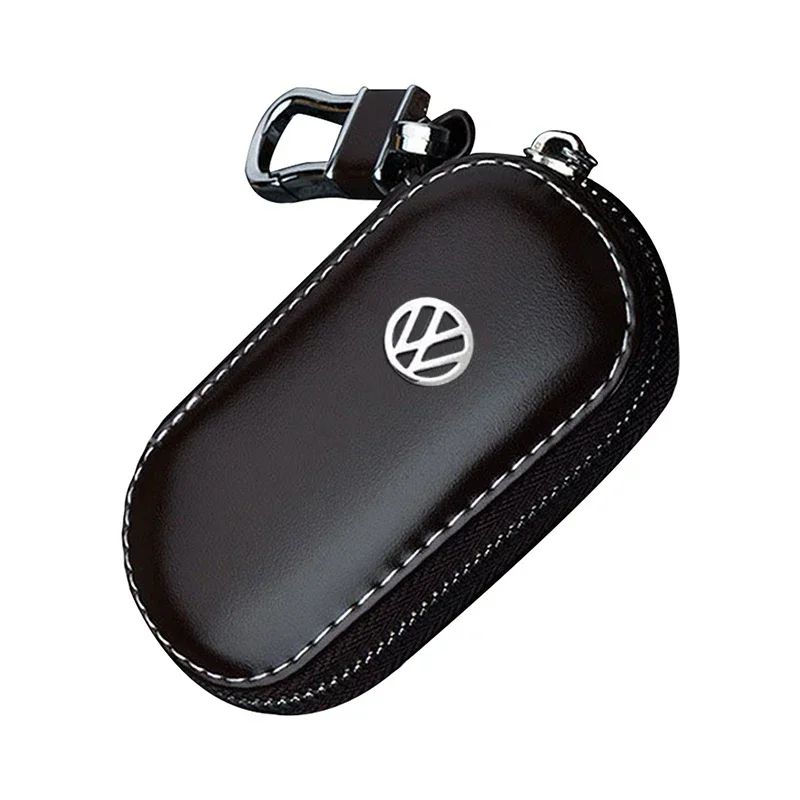 Leather Car Key Case Purse Cover for Volkswagen Sharan Golf Passat Jetta Touareg Tiguan Polo Sagitar Lavida Scirocco Accessories