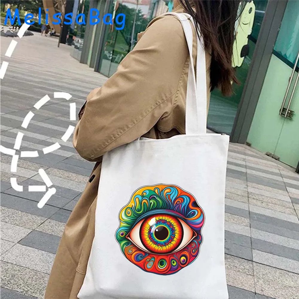 Graffiti Greek Nazar Blue Evil Eye Tree Groovy Flower Blue Mandala Cute Gifts Shoulder Canvas Totes Shopping Bag Travel Handbags