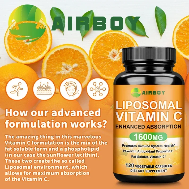 Liposomal Vitamin C - Promotes Collagen Production, for Immune System and Skin Health, Antioxidant