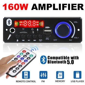 블루투스 5.0 MP3 WAV APE 디코더 보드, 2x80W 앰프, DIY MP3 플레이어, 자동차 FM 라디오, TF USB 마이크, 레코드 핸즈프리 통화, 12V 