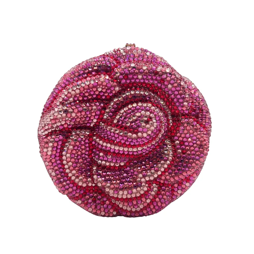 

Flower Crystal Round Bud Diamond Dinner Bag Flat Bottom Full Diamond Banquet Women's Bolso De Diseñador Lujo Ladies' Diamond Bag