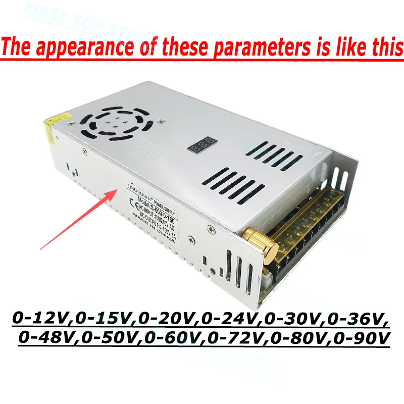 600W Adjustable Switching Power Supply With Digital Display AC To DC 12~220V CC CV for Industrial Automation and Control Field