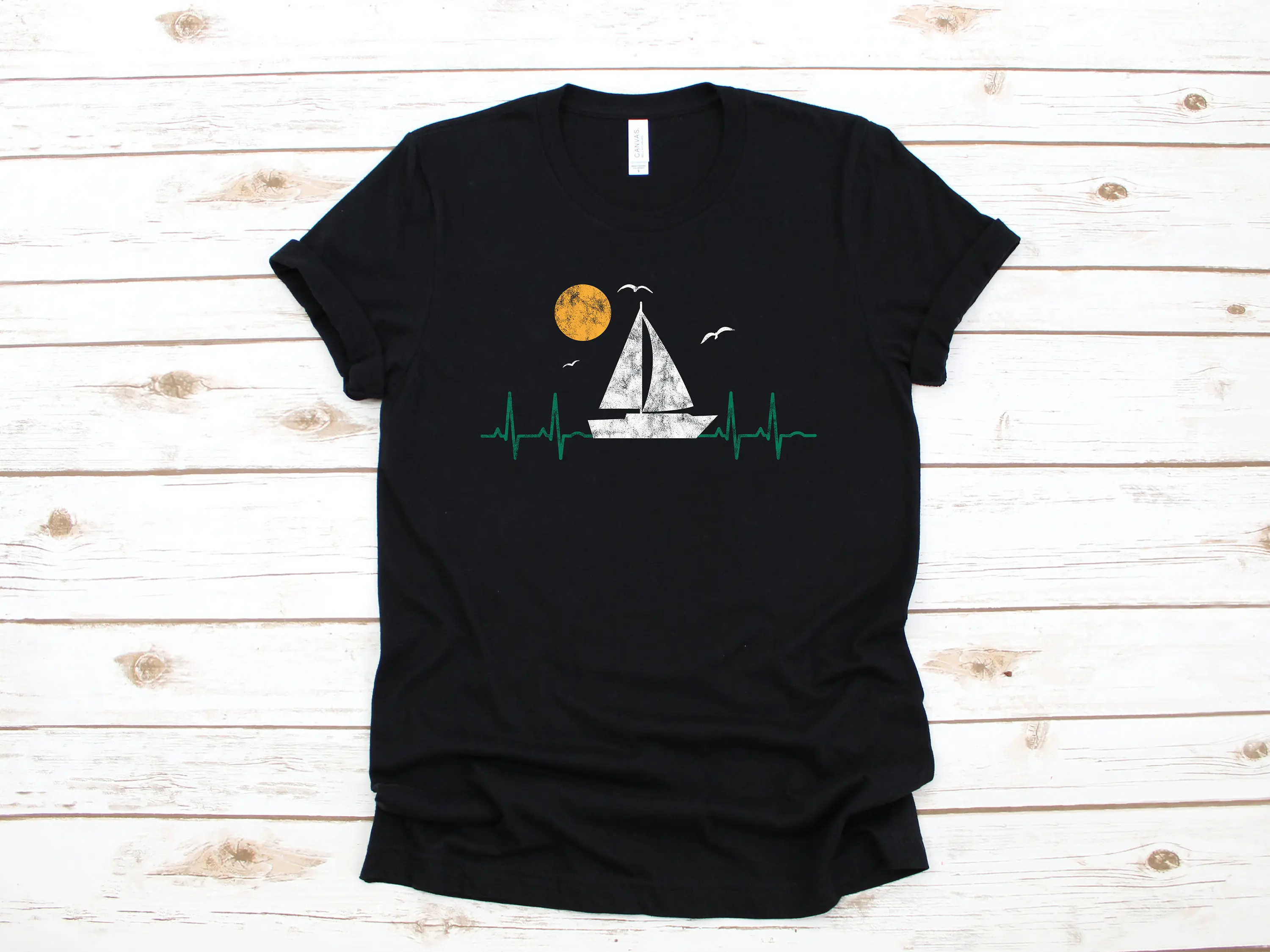 Sail Heartbeat T Shirt Sailing Sailor SweaT Long Sleeve Sailboat Kids Apparel