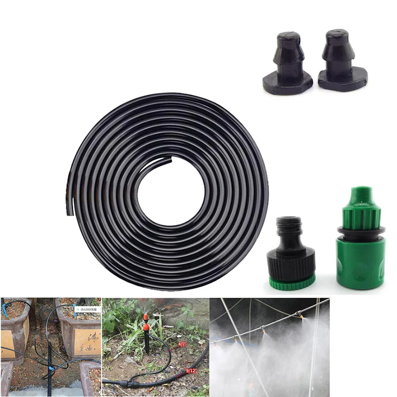 1M 4/7mm tubo de manguera de agua de jardín tubo de goteo PVC 1/4 pulgadas manguera conector de grifo de agua autorriego Micro tubo de riego herramientas vegas C