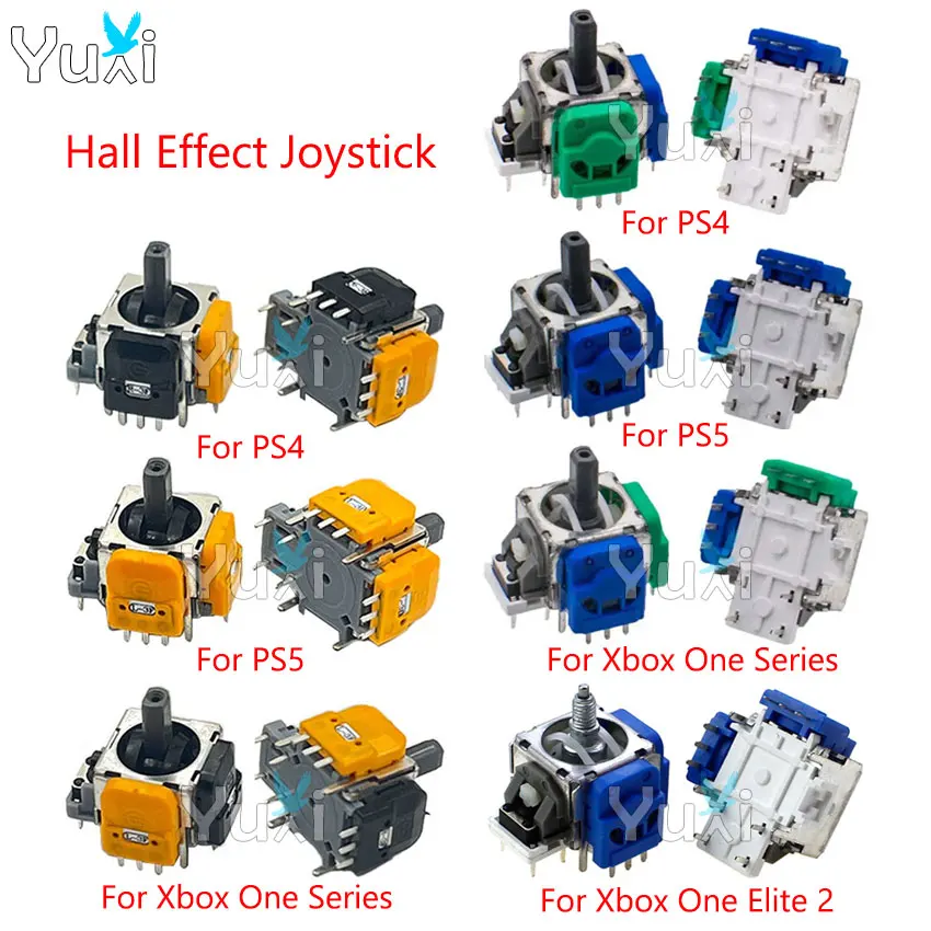 YuXi 2pcs Hall Effect Joystick For PS4 PS5 for Xbox One Series Elite 2 3D Analog Thumbstick Sensor Module Potentiometer