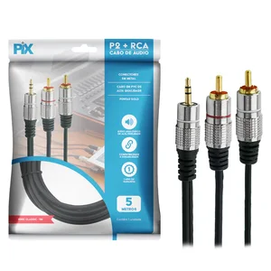 Cabo Profissional De Áudio P2 + 2 Rca Blindado 5 Metros 24k 6 principais vendas cabo 2rca blindado - №4