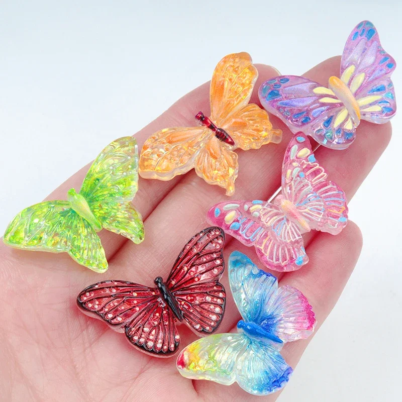 10/100PC Resin Accessories Transparent Butterfly Seories Patch DIY Children Jewel Keychain Scrapbooking Cup Piecture Frame Decor