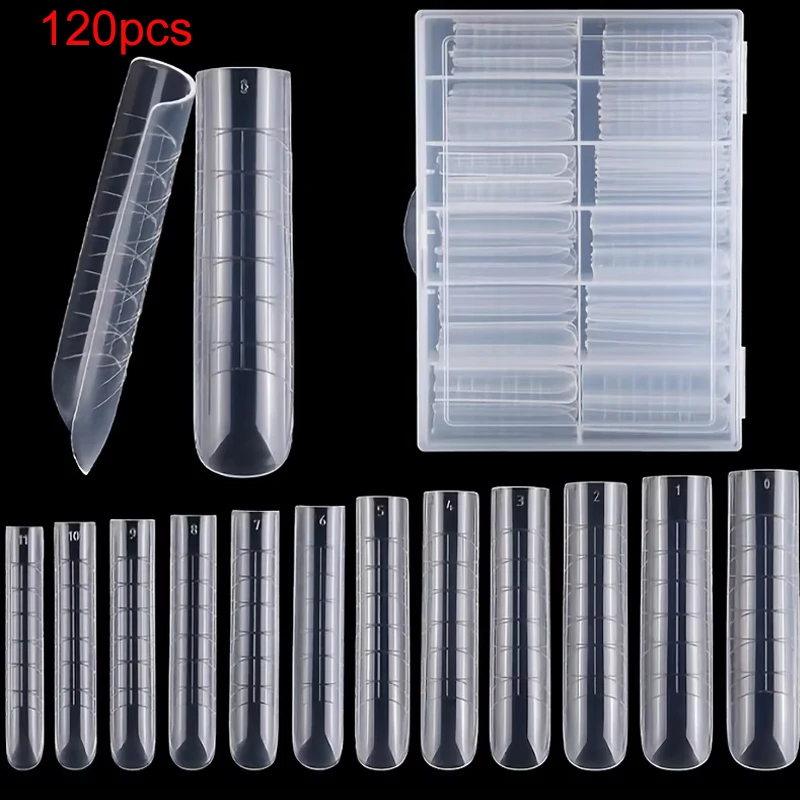 120 Pieces of Transparent Full Cover Dual Nail System for Uv Gel Acrylic Nail Art - Includes Scale and U-Shaped Tips, for Extension - Perfect