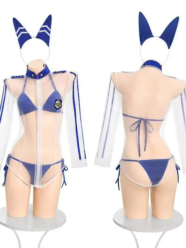 Cosplay Blaues Kleid Sieg Göttin Bikini Sexy Perspektive Dreipunkt-BH Sexy Kleid Elegant 2025, Neue Mesh Sheer Tops 9AFZ
