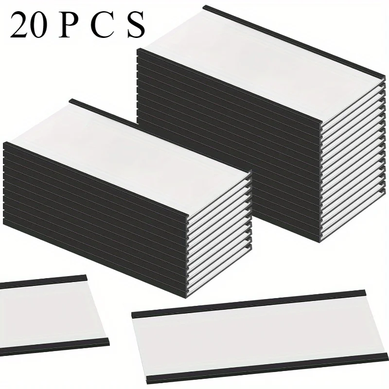 20-Pack Magnetic Label Stands with Strong Magnetic Base Reusable Adhesive Identification Card Holder for Office Workshop Fridge